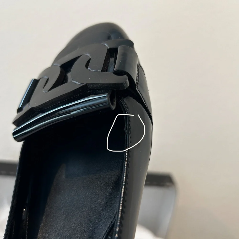 Tod's Link Ballet Flat Black Patent Leather, Size 37, New